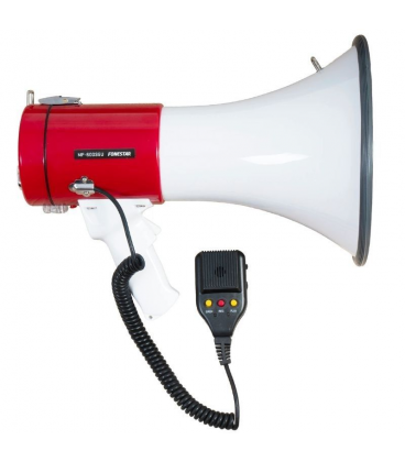 Megáfono con sirena fonestar mf-600sgu/ 25w/ usb/ sd/ a batería/ a pilas/ a 12v cc