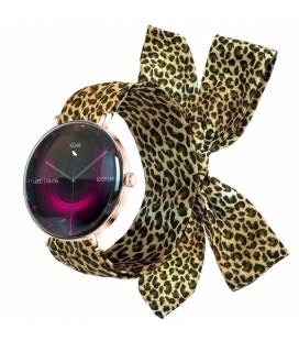 Forever smartwatch lucca sb-370/ notificaciones/ frecuencia cardiaca/ oro rosa/ incluye correa leopardo