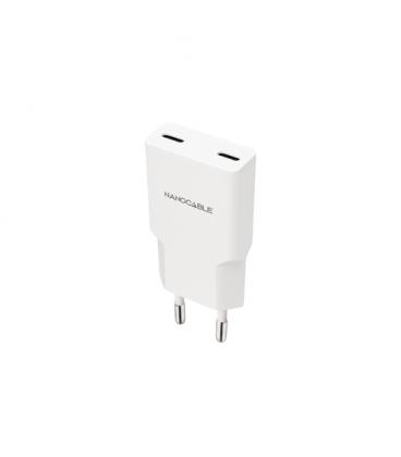 Cargador de pared nanocable 10.10.2023/ 2xusb tipo-c/ 20w/ blanco
