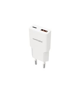Cargador de pared nanocable 10.10.2028/ 1xusb tipo-c/ 1xusb macho/ 30w/ blanco