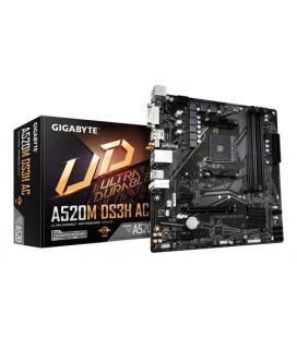 GIGABYTE A520M DS3H AC Placa Base - Procesadores AMD Ryzen Serie 5000, VRM de 5+3 fases, hasta 4733 MHz DDR5 (OC), 1xPCIe 3.0 M.