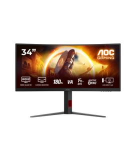 Monitor gaming ultraparonámico curvo aoc cu34g4 34'/ wqhd/ 1ms/ 180hz/ va/ regulable en altura/ negro