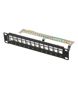 PATCH PANEL LANBERG 12 PUERTOS 1U RACK 10 FTP PARA MODULOS KEYSTONE NEGRO