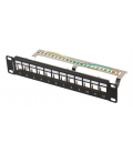 PATCH PANEL LANBERG 12 PUERTOS 1U RACK 10 FTP PARA MODULOS KEYSTONE NEGRO