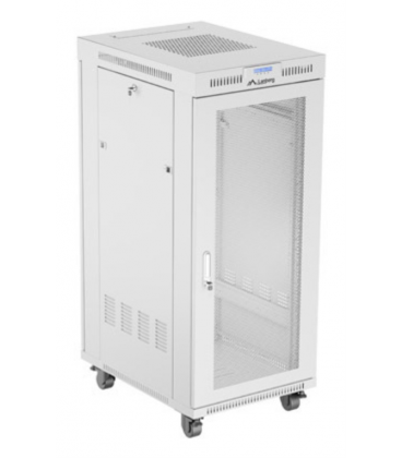 ARMARIO LANBERG RACK 19" 27U 600X800 FLAT PACK PUERTA PERFORADA CON LCD GRIS