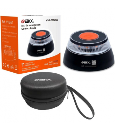 Luz baliza de emergencia para coche ebox v16 iot eb2503/ homologada/ base imantada/ geolocalizable/ funciona a pilas/ incluye