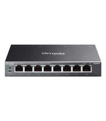 TP-Link Omada ES208GP switch Gestionado L2 Gigabit Ethernet (10/100/1000) Energía sobre Ethernet (PoE) DIN rail Negro