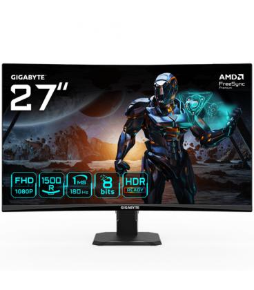 GIGABYTE GS27FC Monitor gaming curvo 27" FHD - 1920 x 1080, 180Hz, 1ms, 250 cd/m², FreeSync Premium, HDR Ready, HDMI 2.0, Displa