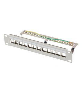 PATCH PANEL LANBERG 12 PUERTOS 1U RACK 10" FTP PARA MODULOS KEYSTONE GRIS