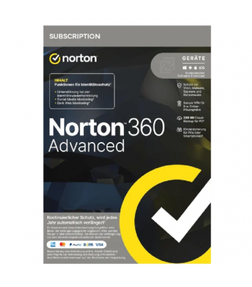 Antivirus norton 360 advanced 200gb español 1 usuario 10 dispositivos 1 año esd electronica