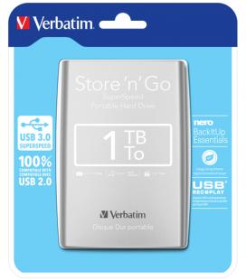 Disco duro externo verbatin store n go 1tb 2.5 pulgadas usb 3.0 plata