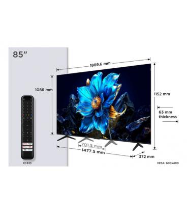 TCL P7K 85P7K Televisor 2,16 m (85") 4K Ultra HD Smart TV Wifi Metálico 450 cd / m²