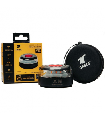 Luz baliza de emergencia para coche thulos th-v16-2/ homologada/ base imantada/ geolocalizable/ funciona a pilas/ incluye funda