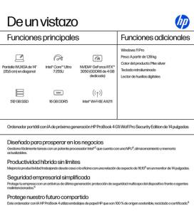 HP ProBook 4 G1i AI Wolf Pro Security Edition Intel Core Ultra 7 255U Portátil 35,6 cm (14") WUXGA 16 GB DDR5-SDRAM 512 GB SSD W