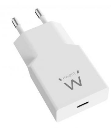 Ewent Cargador Rápido USB-C PD de 20W con Tecnología GaN y Diseño Ultrafino