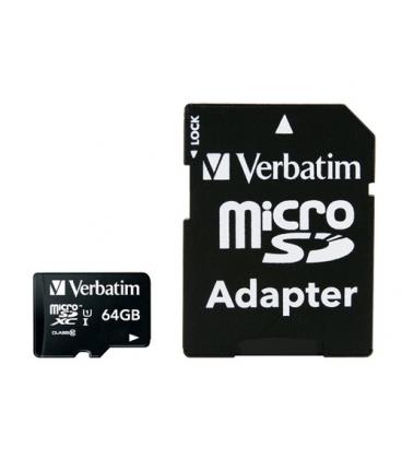 Tarjeta memoria micro sd verbatim 64gb c10 + adaptador