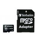 Tarjeta memoria micro sd verbatim 64gb c10 + adaptador