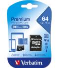 Tarjeta memoria micro sd verbatim 64gb c10 + adaptador