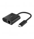 Adaptador usb tipo c a usb tipo c - rj45 belkin macho - hembra - negro