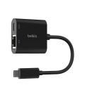 Adaptador usb tipo c a usb tipo c - rj45 belkin macho - hembra - negro