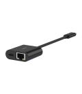 Adaptador usb tipo c a usb tipo c - rj45 belkin macho - hembra - negro