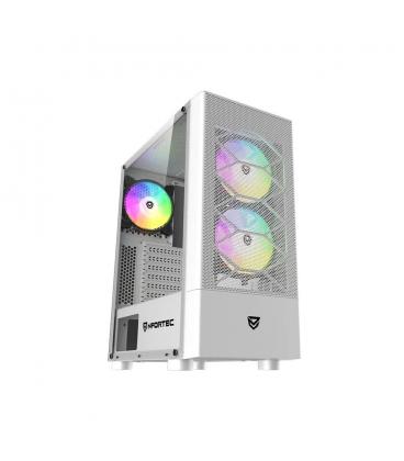 Caja ordenador gaming nfortec caelum atx rgb cristal templado blanca