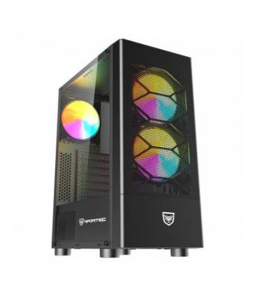 Caja ordenador gaming nfortec caelum atx rgb cristal templado negra