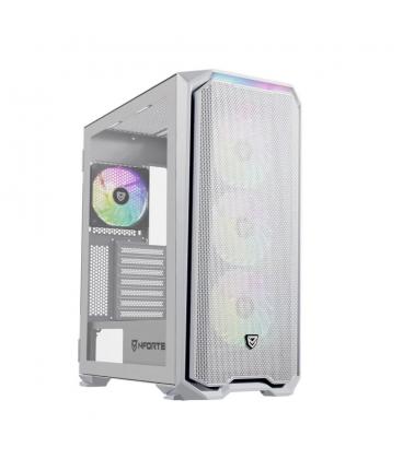 Caja ordenador gaming nfortec krater x e - atx argb cristal templado blanca
