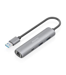 Hub usb aisens asuc-4p035-gr/ 1xusb tipo-c/ 2xusb/ 1xrj45/ gris