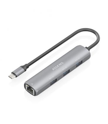 Hub usb tipo-c aisens asuc-4p038-gr/ 3xusb/ 1xrj45/ gris