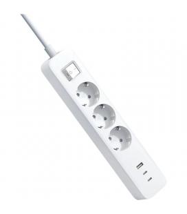 Regleta con interruptor xiaomi 20w power strip/ 3 tomas de corriente/ 1 usb/ 2 usb tipo-c/ cable 1.4m/ blanca