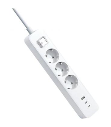 Regleta con interruptor xiaomi 20w power strip/ 3 tomas de corriente/ 1 usb/ 2 usb tipo-c/ cable 1.4m/ blanca