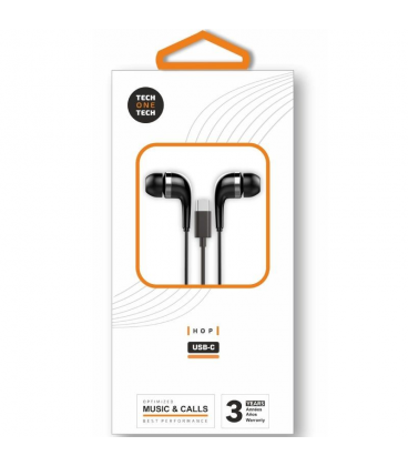 Auriculares intrauditivos tech one tech eartech tec1305/ con micrófono/ usb tipo-c/ negros