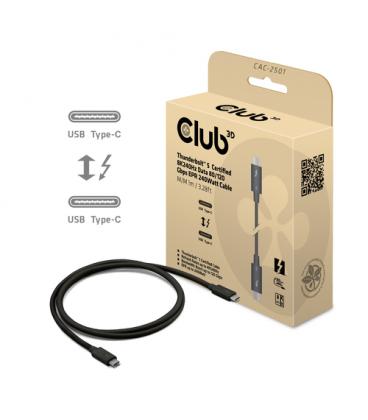 CLUB3D CAC-2501 cable Thunderbolt 1 m 120 Gbit/s Negro