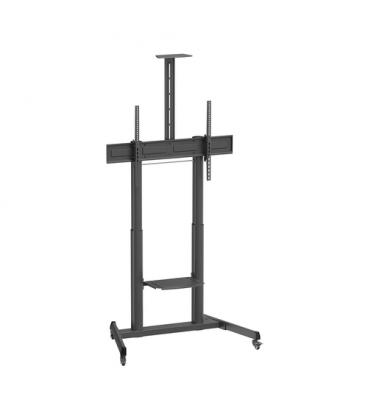 AISENS Soporte De Suelo Eco Con Ruedas Y Manivela, Bandeja Para DVD Y Soporte De Camara Para Monitor/TV 120kg De 60"-100", Negro