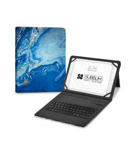 Funda + teclado subblim para tablet 11 pulgadas trendy marmol azul
