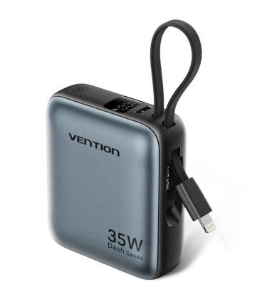 Powerbank 10000mah vention fhfn0/ 35w/ gris/ incluye cable usb tipo-c y lightning