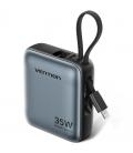 Powerbank 10000mah vention fhfn0/ 35w/ gris/ incluye cable usb tipo-c y lightning