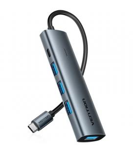 Hub usb tipo-c 3.0 vention tgzhb/ 3xusb/ 1xusb tipo-c pd/ gris