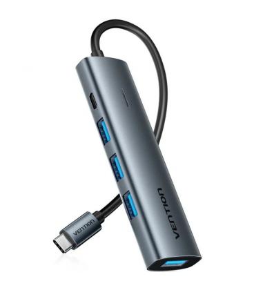 Hub usb tipo-c 3.0 vention tgzhb/ 3xusb/ 1xusb tipo-c pd/ gris