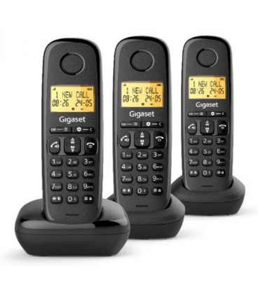 Teléfono inalámbrico gigaset basic 100/ pack trio/ negro