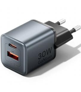 Cargador de pared gan vention fewh0-eu/ 1xusb tipo-c/ 1xusb/ 30w