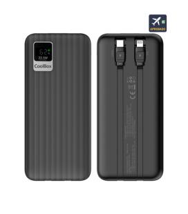 CoolBox POWERBANK DP20 20000MAH LCD+CABLES INTEGRADOS USB-C+LIGHTING NEGRO CARGA RAPIDA
