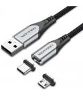 Cable de carga magnético usb tipo-c con adaptador microusb vention cqmhd/ microusb macho - usb tipo-c macho/ usb macho/ hasta