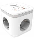 Regleta con interruptor fellowes/ 3 tomas de corriente/ 1 usb - 2 usb tipo-c/ cable 2m/ blanca