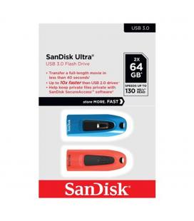 Memoria usb 3.0 sandisk 64gb ultra 2 unidades roja y azul