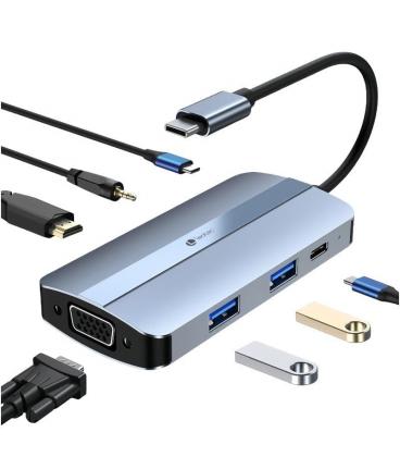 Docking usb tipo-c leotec leds04/ 2xusb/ 1xusb tipo-c/ 1xusb tipo-c pd/ 1xhdmi 4k/ 1xvga/ 1xaudio/ azul