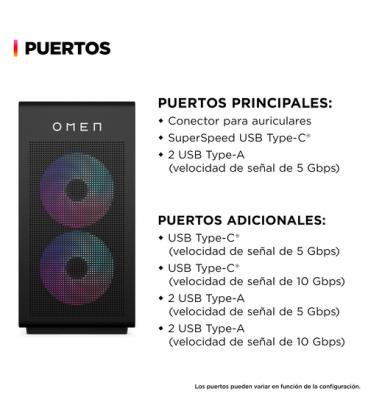 Pc gaming hp omen gt16-0118ns intel core 5-225f/ 32gb/ 1tb ssd/ geforce rtx 5060/ sin sistema operativo