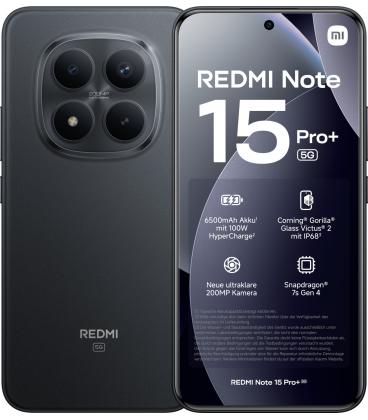 Telefono movil smartphone xiaomi redmi note 15 pro+ 5g - 8gb - 256gb - 6.8 pulgadas - negro