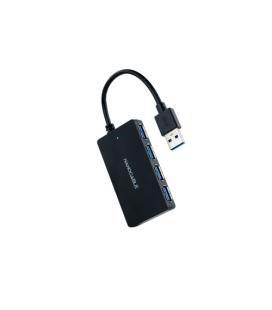 Nanocable Hub USB 3.0 con 4 Puertos de USB 3.0, USB-A/M-USB 3.0/H, Negro, 15 cm